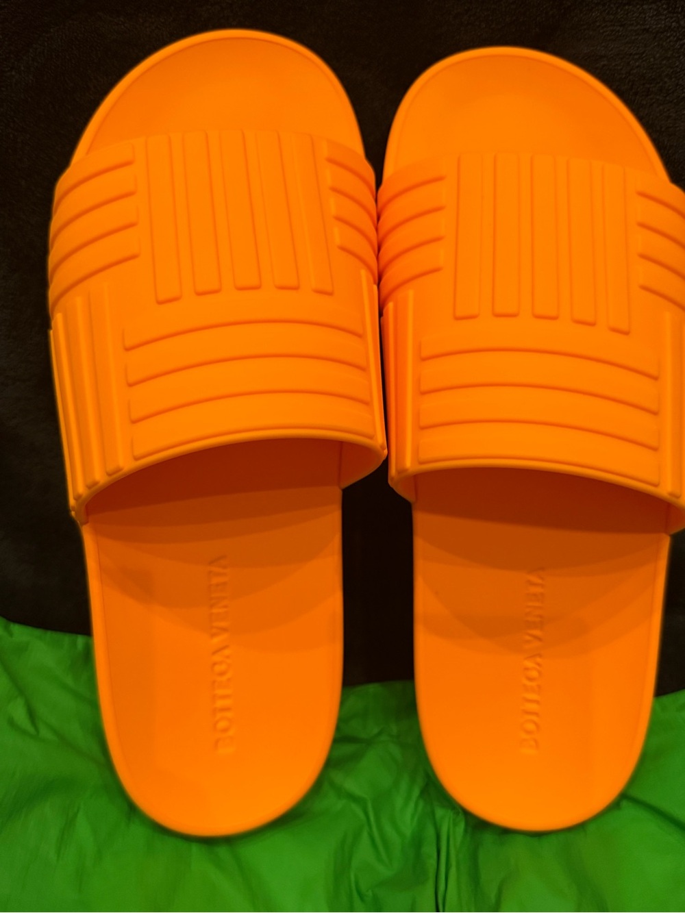 Bottega Veneta Kids Bright Orange Slide Sandals